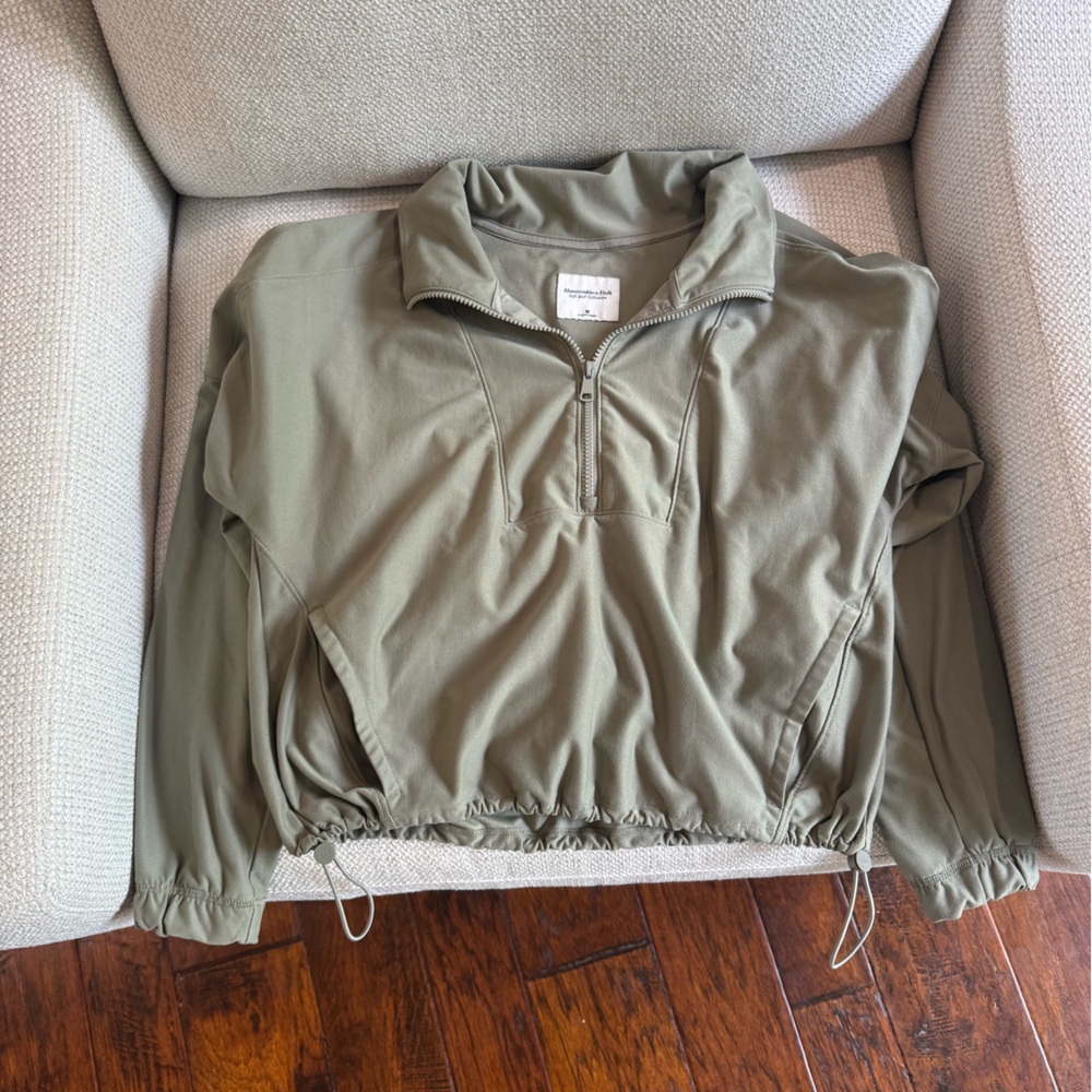 Abercrombie & Fitch Olive Green Quarter-Zip Sweatshirt